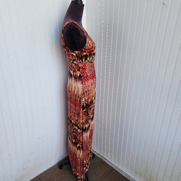 Spense Dress Women Sleeveless Red Brown Floral V-Neck Maxi Sheath Stretch Sz S - Picture 4 of 10